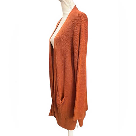 GAP Open-Front Ribbed Cardigan Sweater XXL Rust Orange - Picture 4 of 9
